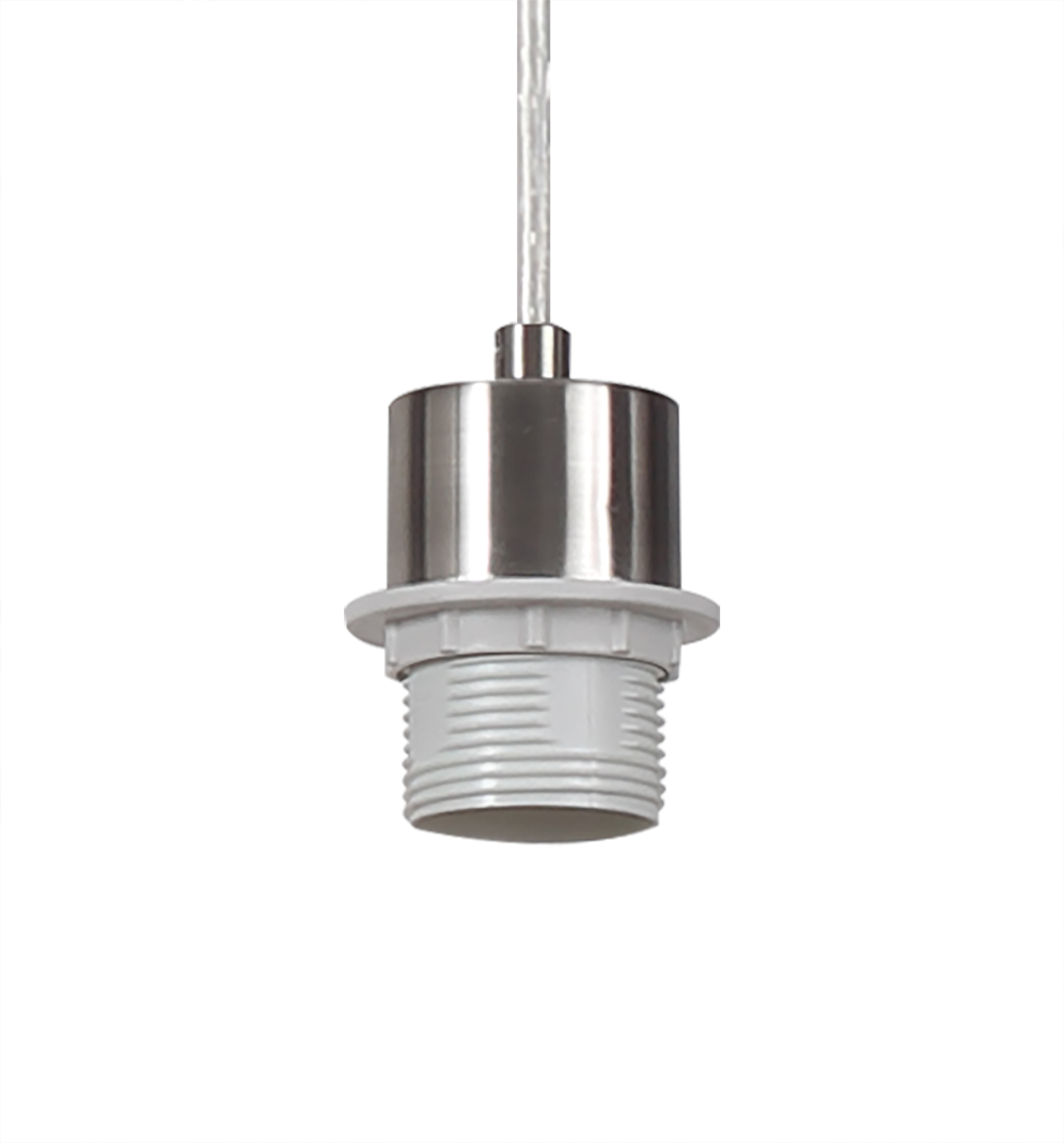 Baymont 40cm Shade 2m 3 Light Pendant Polished Chrome, Silver Leaf, Frosted Diffuser DK0804  Deco Baymont CH SL